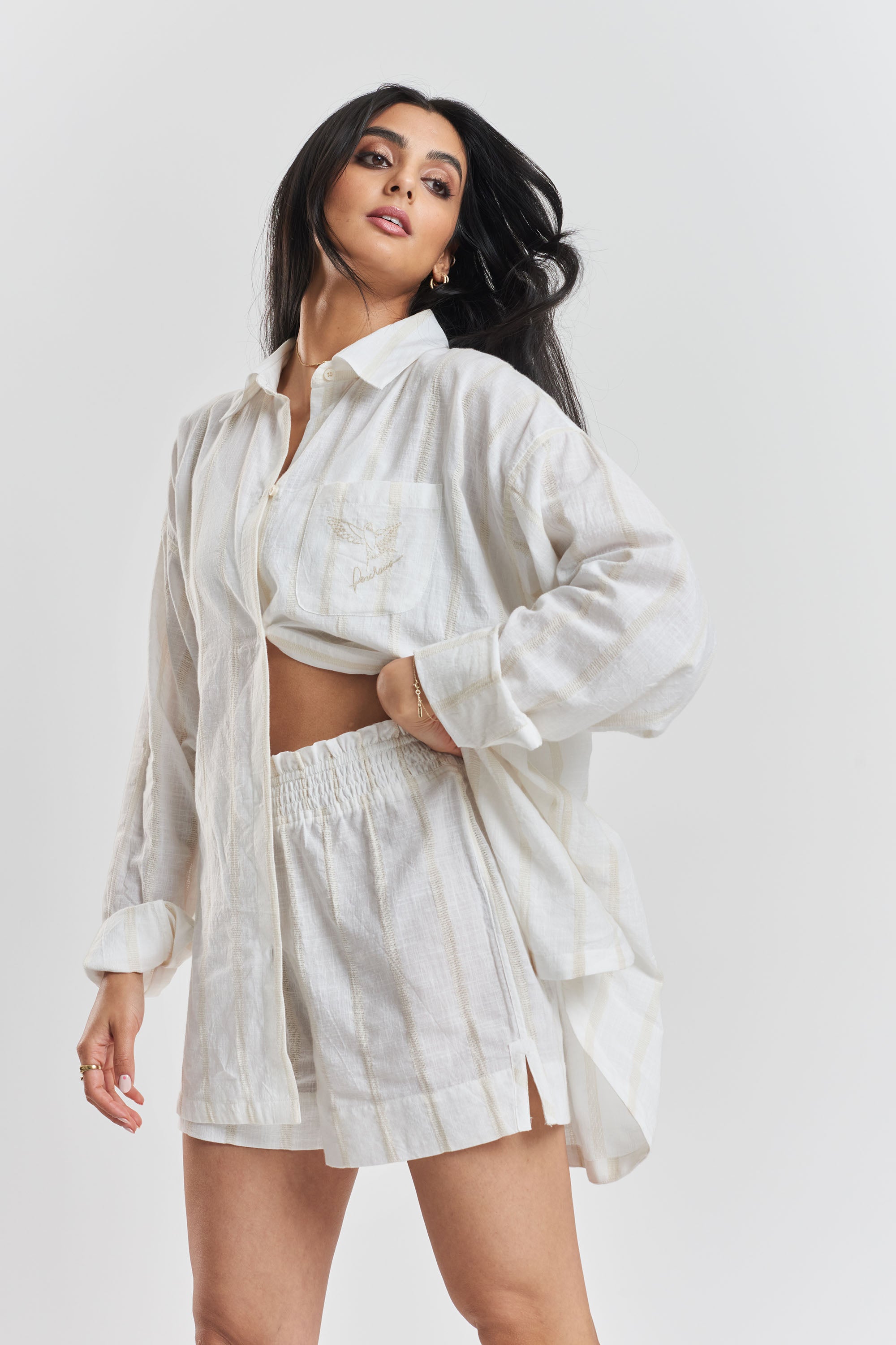 Lomandra ethical-cotton pyjama shorts - Summer Sand Beige